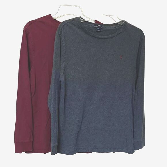 Polo Ralph Lauren Shirts Boys XL Long Sleeve Pull Over Crew Neck Set Of 2 Bundle - Picture 1 of 12